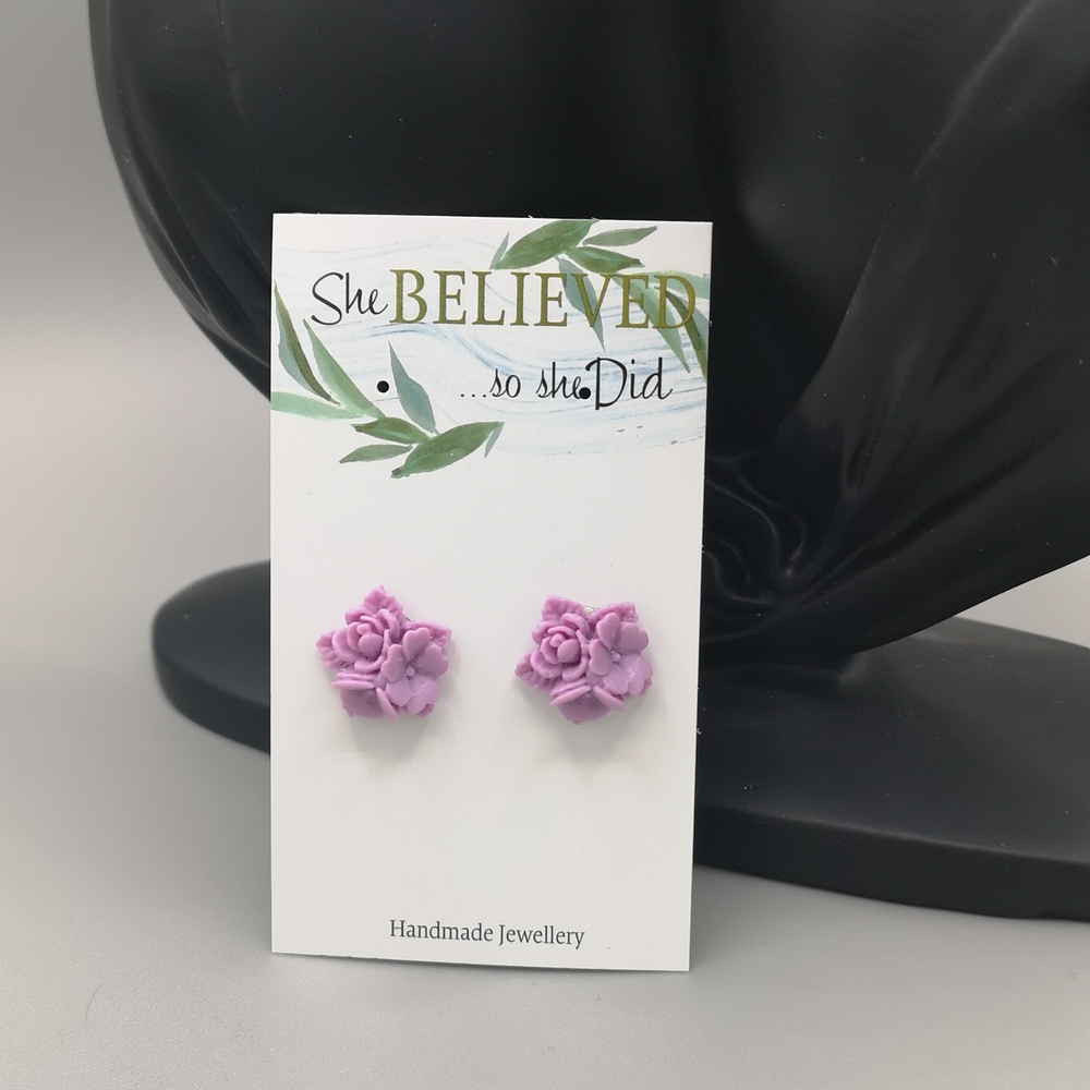 Purple Flower Bouquet Earrings
